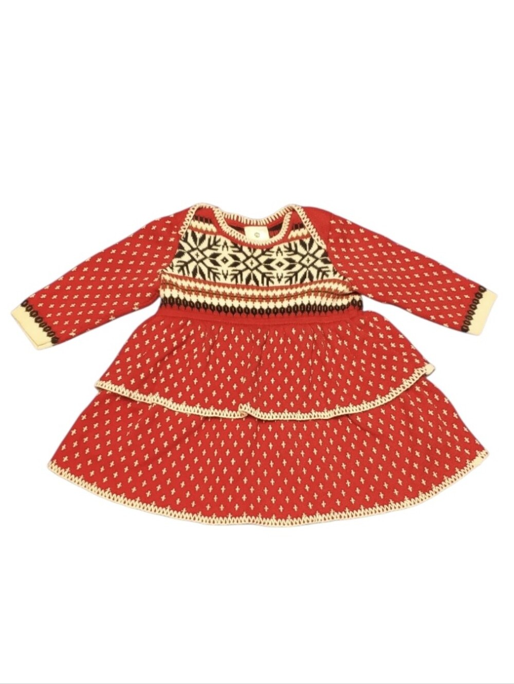 Hanna Andersson Baby Nordic Fair Isle Snowflake Holiday Sweater Dress 6M 12M
